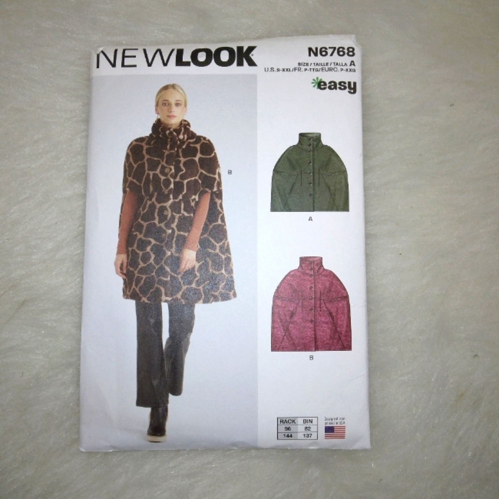 NEW LOOK N6768 Size S-XXL Misses Cape, EASY